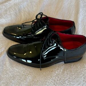 Black size 10 tuxedo Oxford Dress Shoes with Glossy Finish